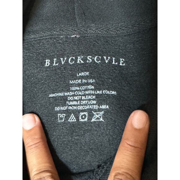 Rare Black Scale Flower Wreath Black Hooded Sweatshirt Hoodie Men’s Size Large L - Picture 9 of 10